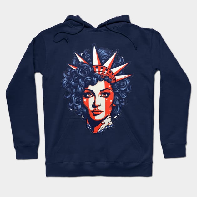 4th of July Statue of Liberty Hoodie by AstroWolfStudio